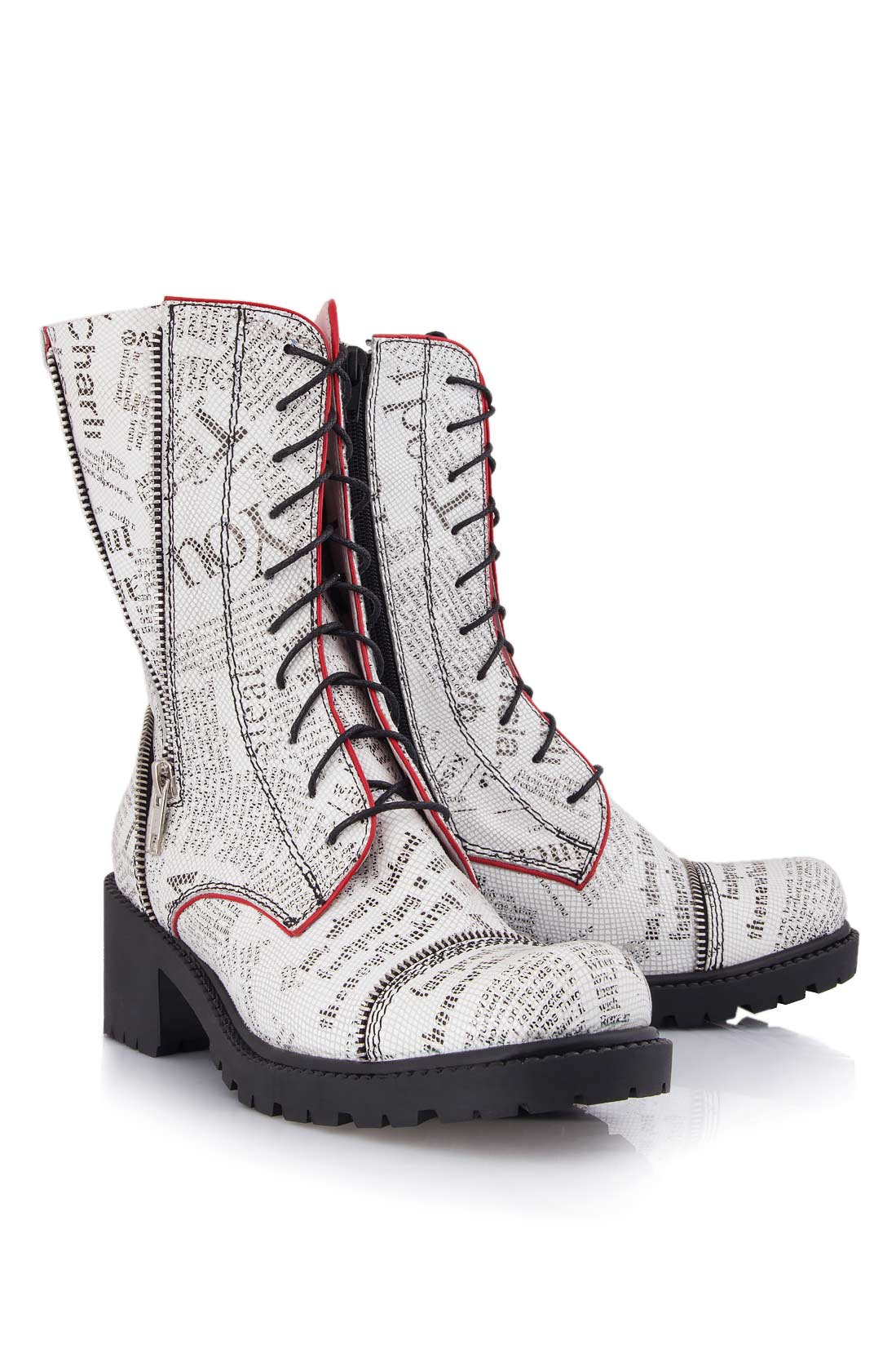 Printed textured-leather ankle boots  Ana Kaloni image 1