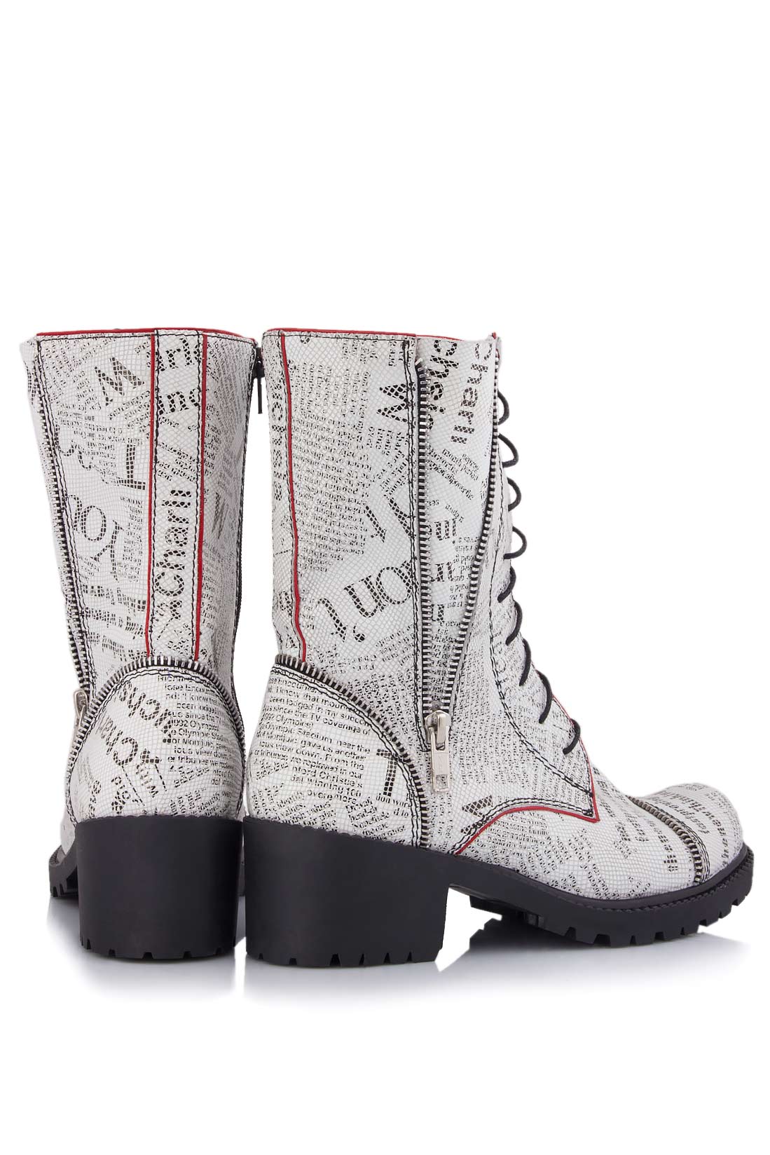 Printed textured-leather ankle boots  Ana Kaloni image 2