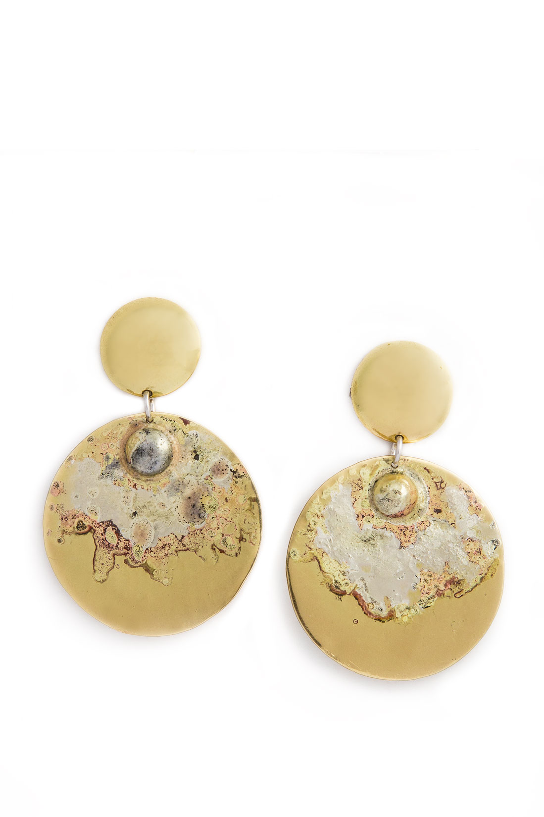 Silver and Brass Round Earrings  Eneada image 0