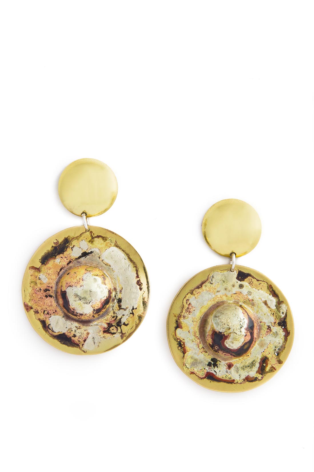 Silver and Brass Round Earrings  Eneada image 0