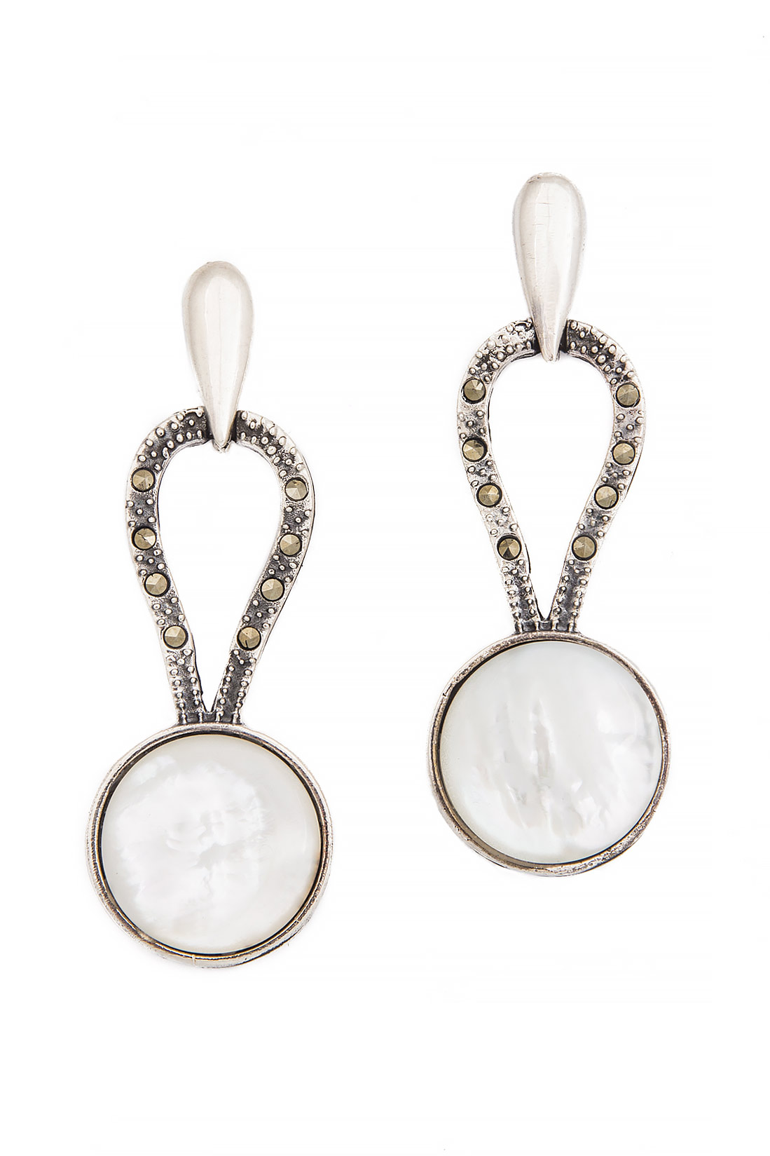 'Bohemian Rhapsody' silver earrings with pearls Obsidian image 0