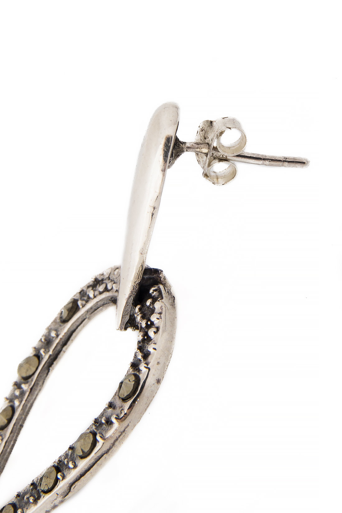 'Bohemian Rhapsody' silver earrings with pearls Obsidian image 2