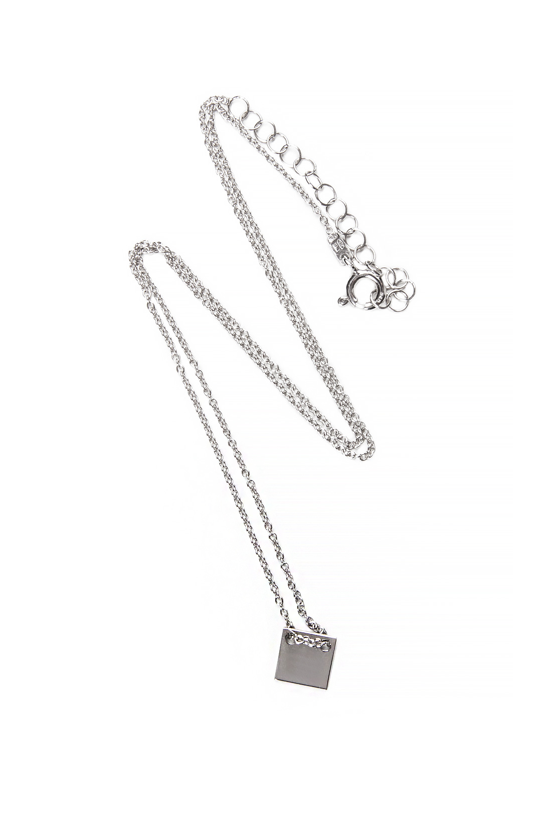 Rhodium-plated silver necklace with nameplate Obsidian image 0