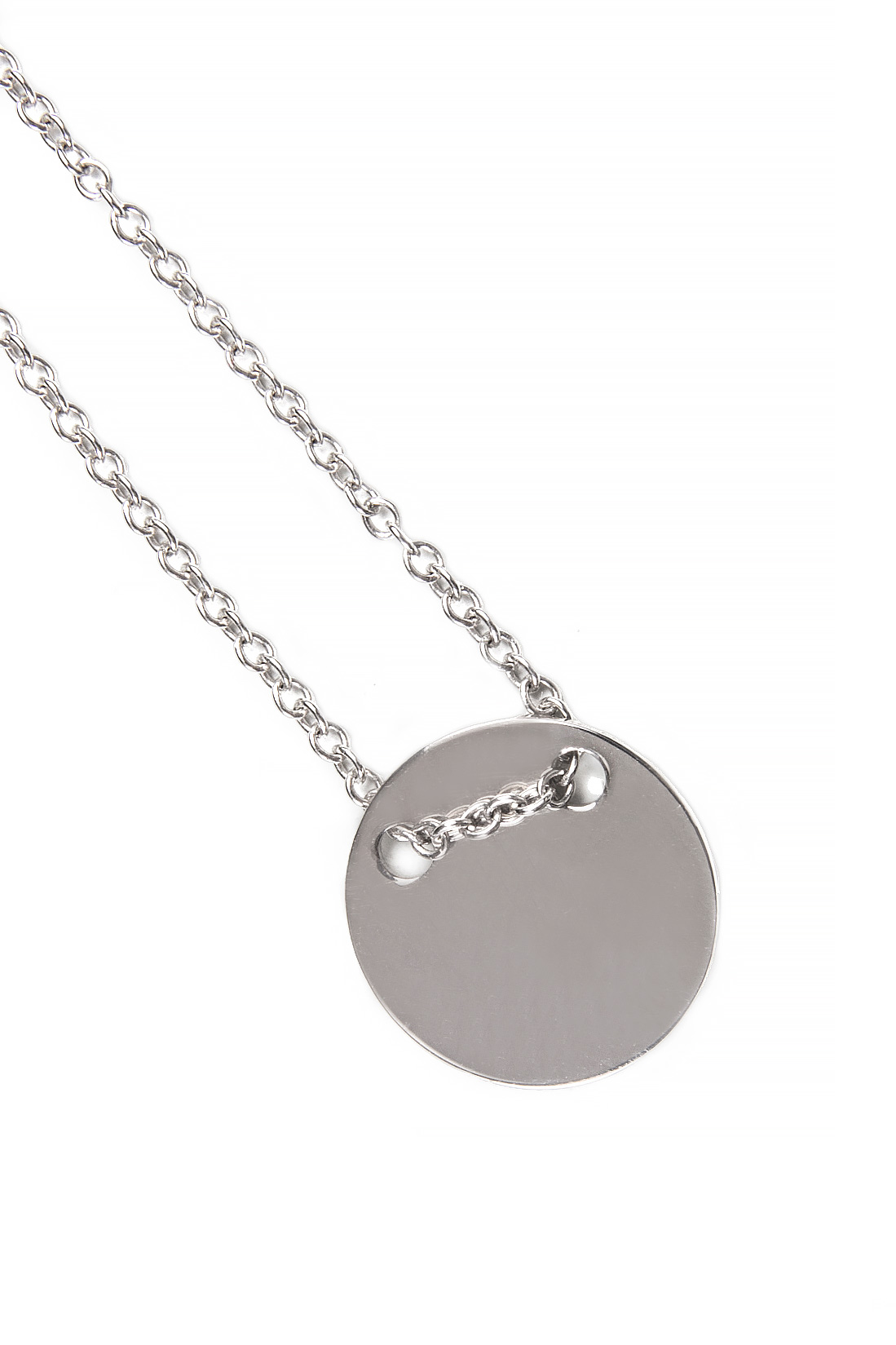 Rhodium-plated silver necklace with nameplate Obsidian image 1