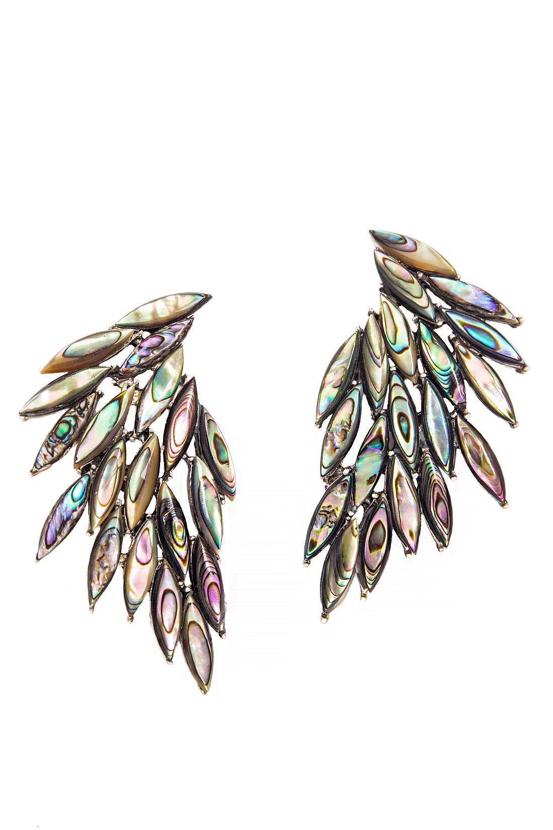 'Azael Wings' silver sidef pearls earrings Obsidian image 0