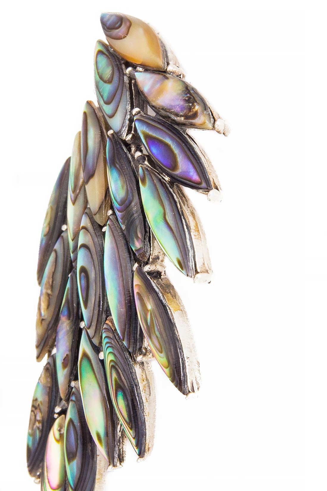 'Azael Wings' silver sidef pearls earrings Obsidian image 1