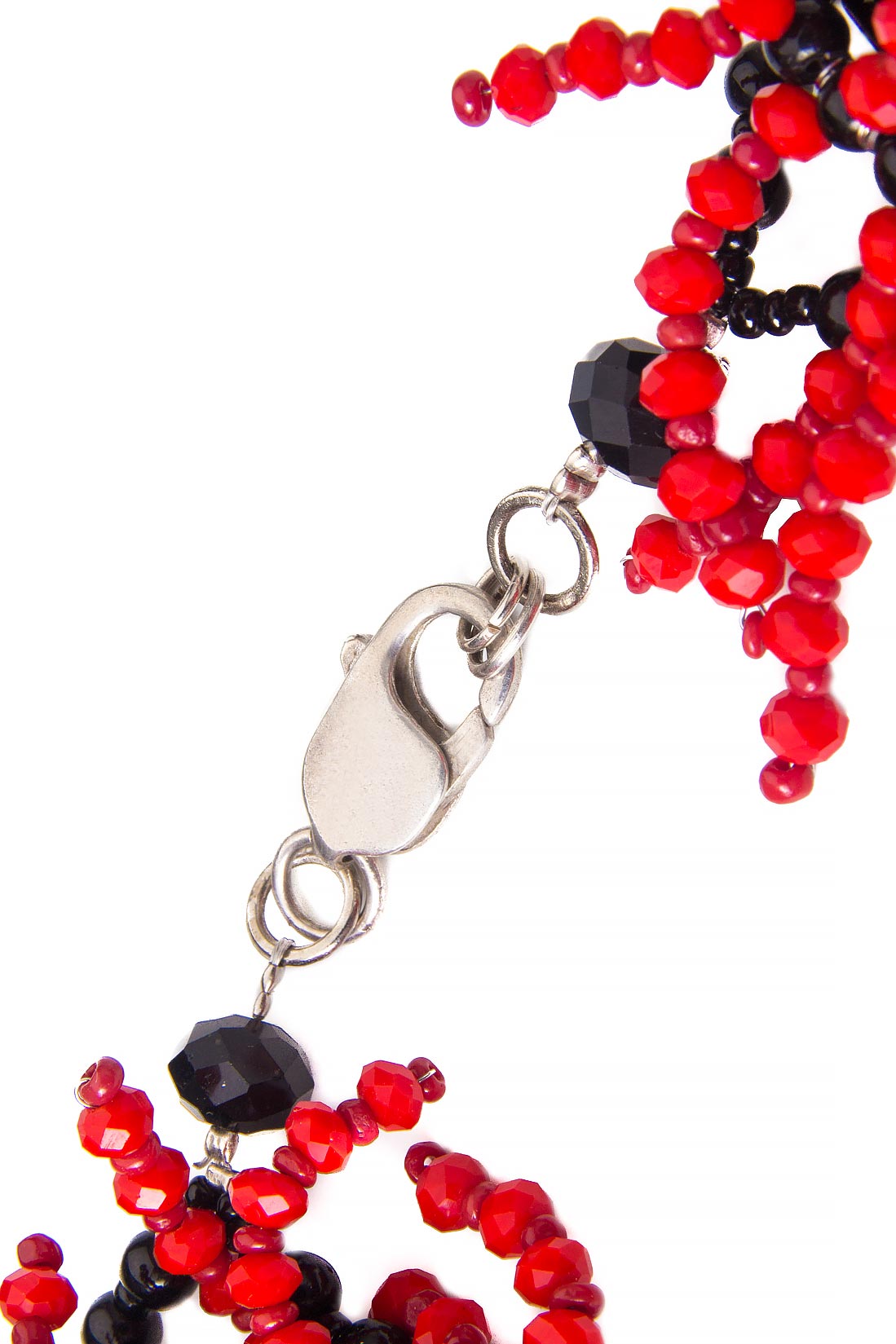 Black onyx and red crystals necklace Obsidian image 2