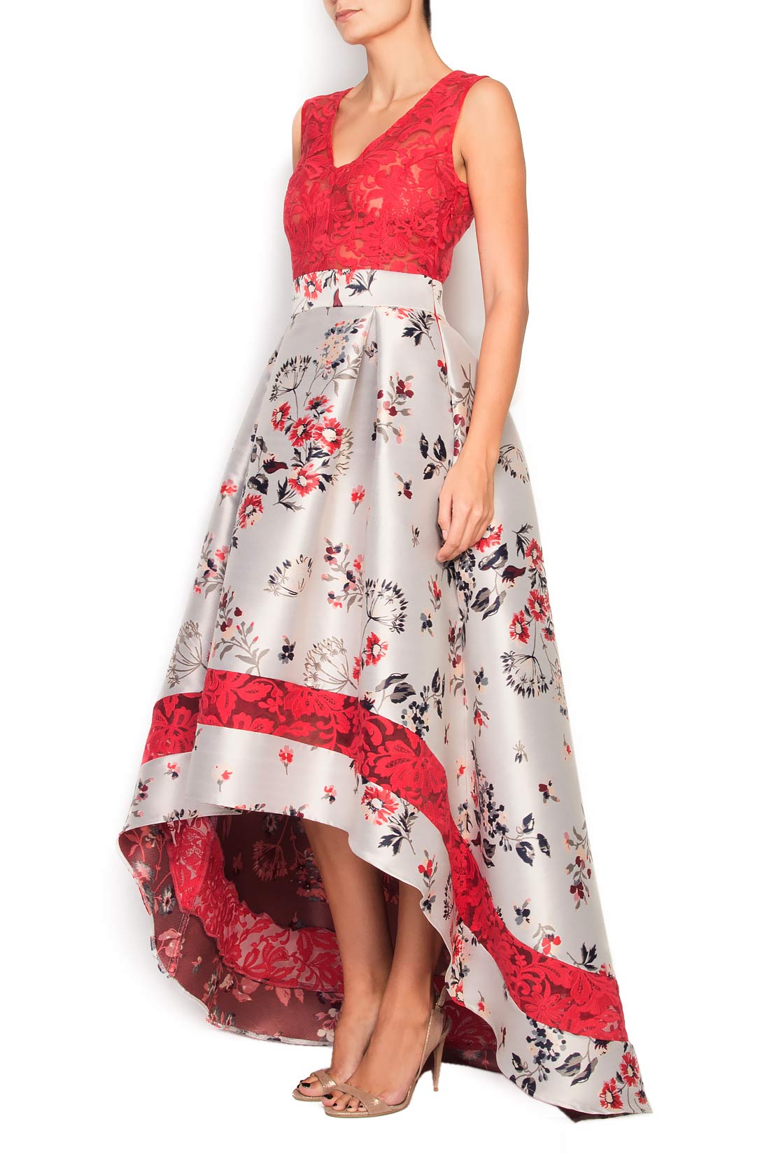 Cloth dress with floral print and lace Elena Perseil image 1