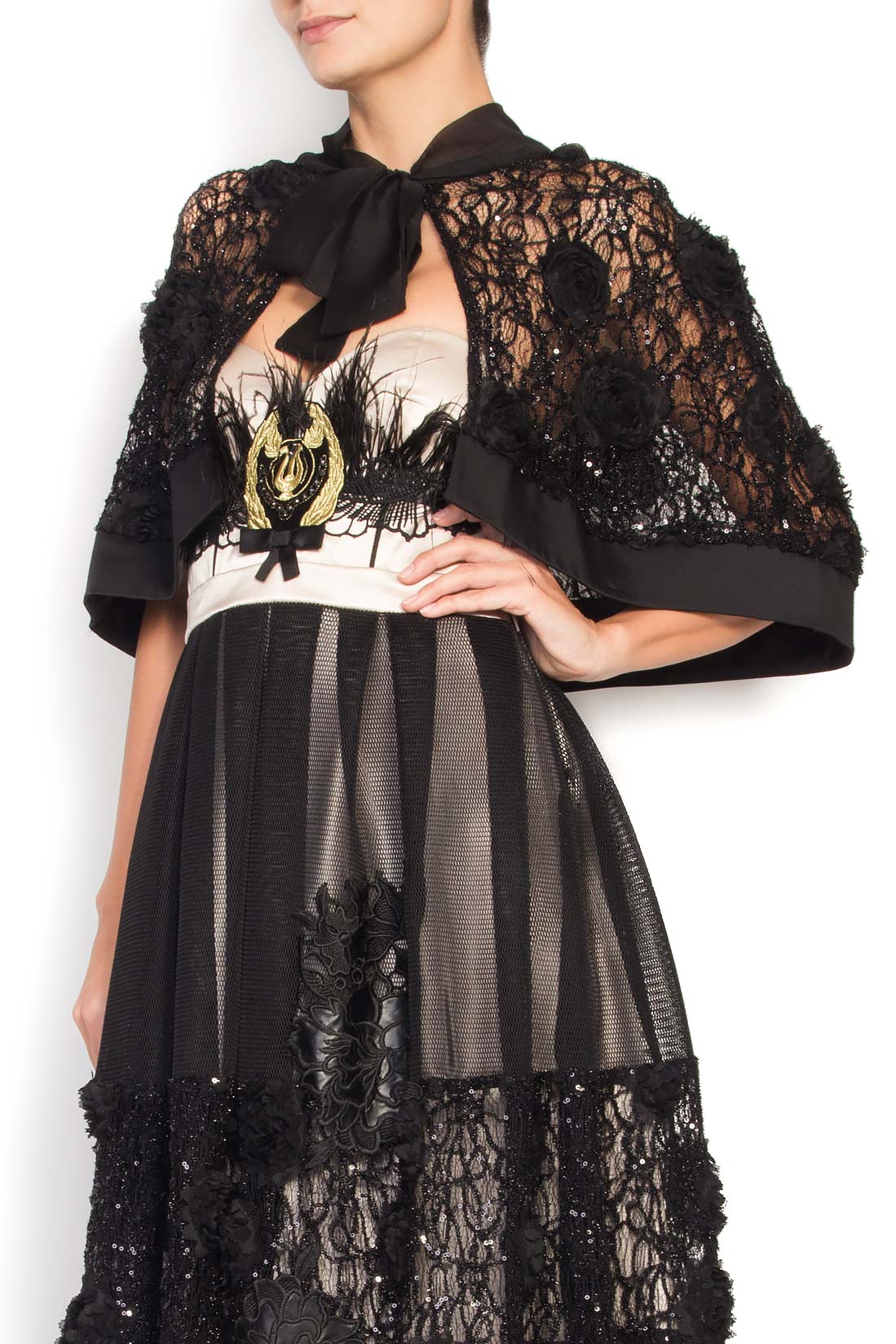 Lace cape with floral applications Elena Perseil image 1