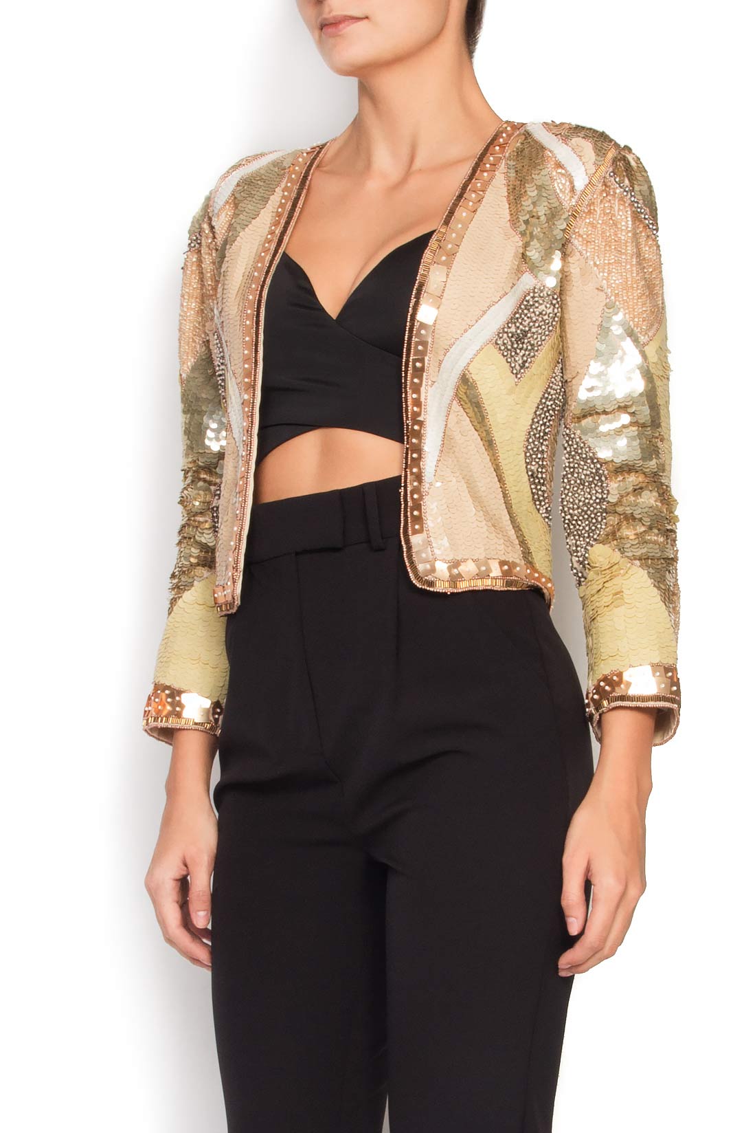 Sequin-embellished cotton jacket Elena Perseil image 1