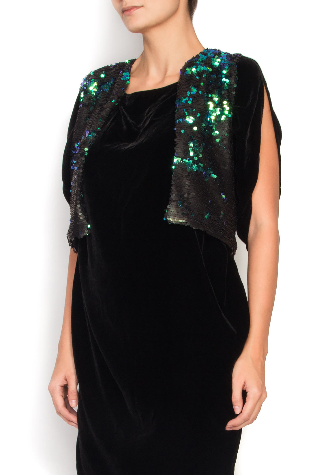 Short vest with sequins applications B.A.D. Style by Adriana Barar image 1