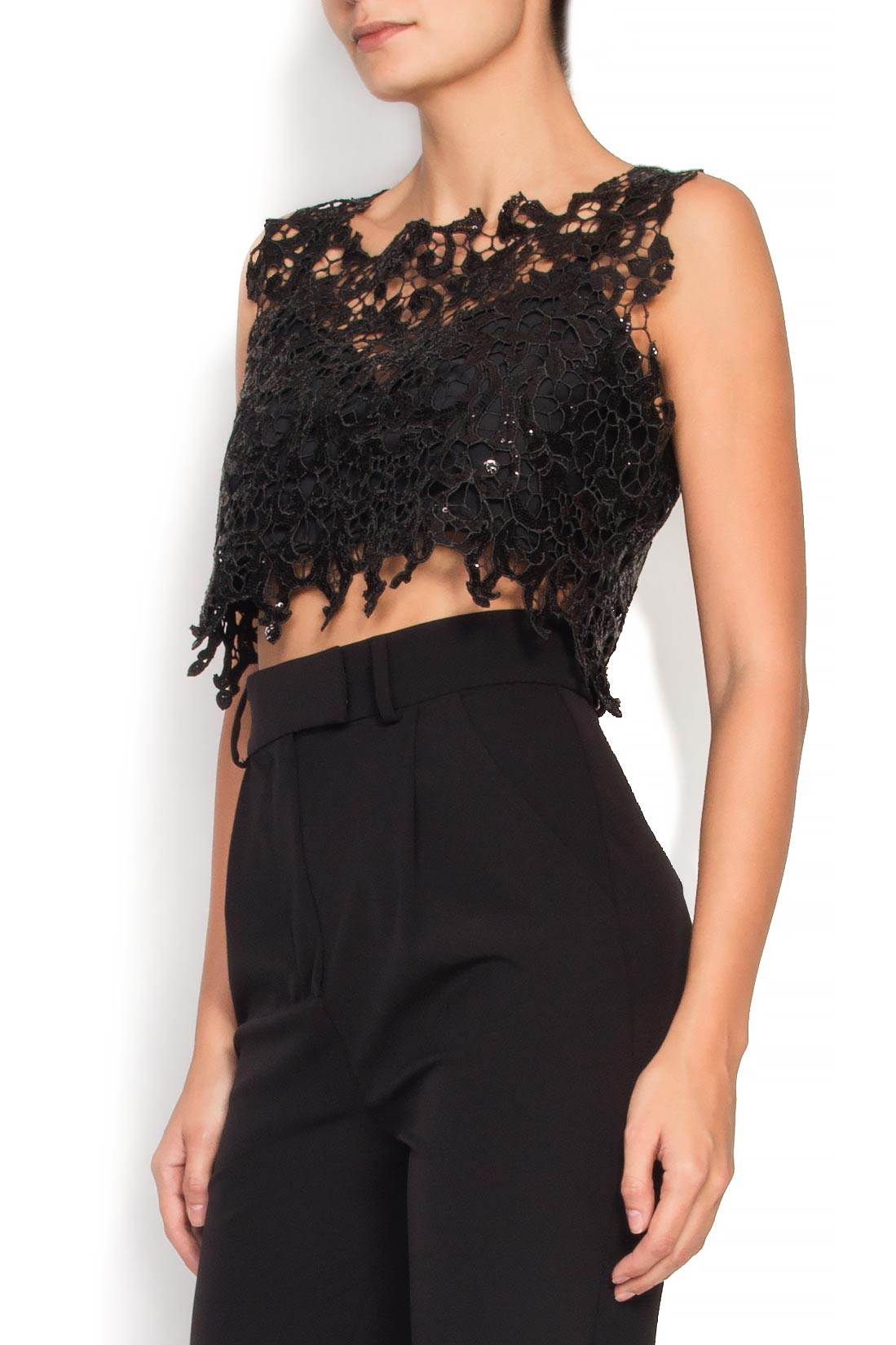 Sequin-embellished lace top B.A.D. Style by Adriana Barar image 1