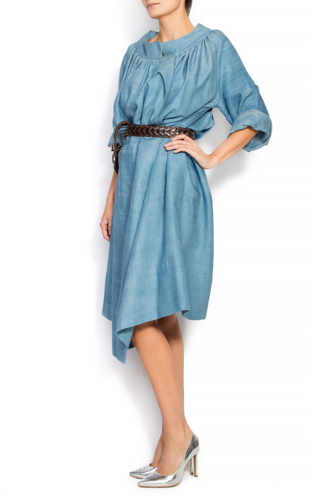 Linen-blend silk midi dress Daniela Barb image 0
