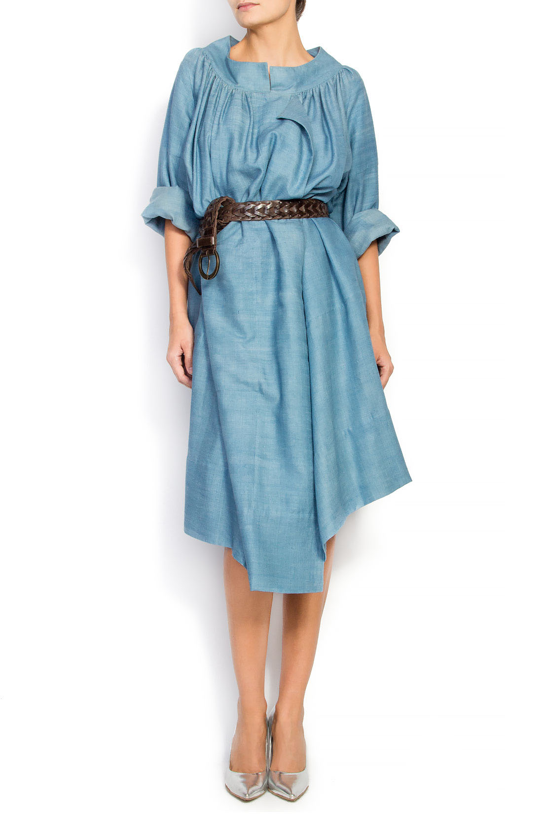 Linen-blend silk midi dress Daniela Barb image 1