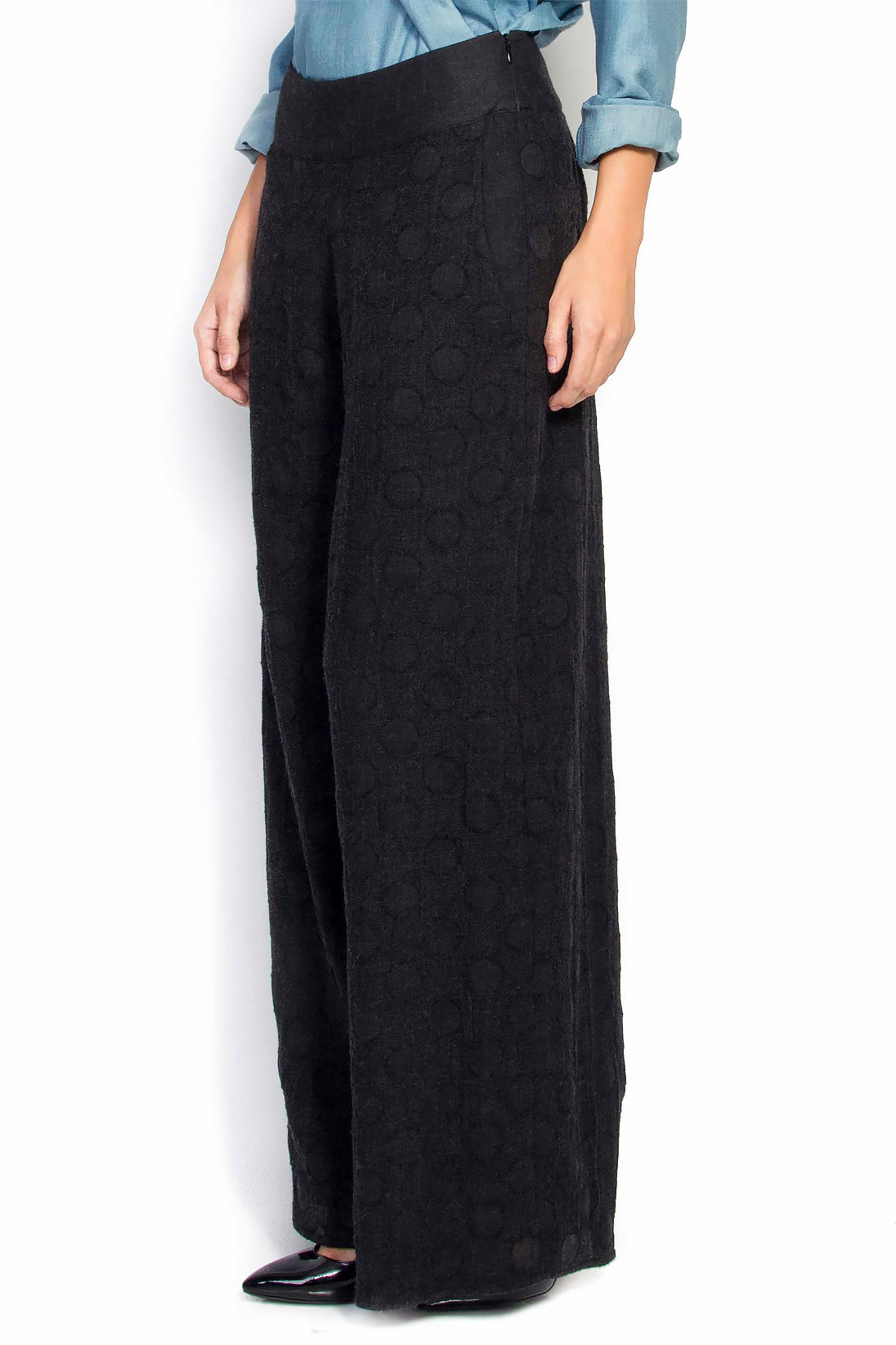 Pantaloni lungi din matase si lana Daniela Barb imagine 1