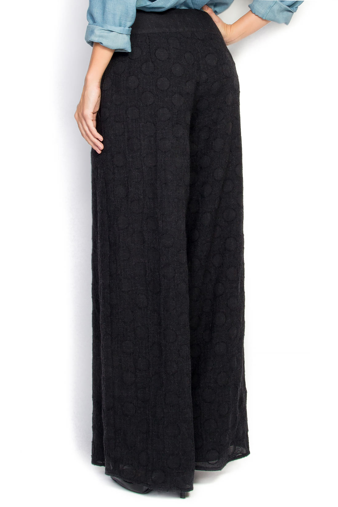 Pantaloni lungi din matase si lana Daniela Barb imagine 2