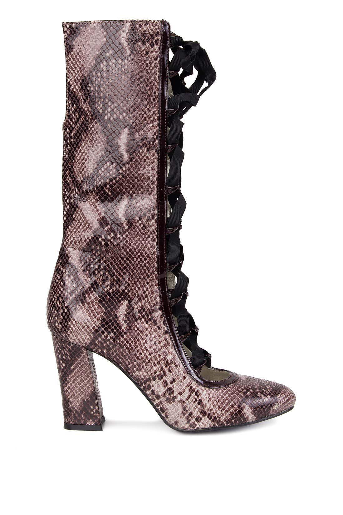 Lace-up python-type leather boots Ana Kaloni image 0