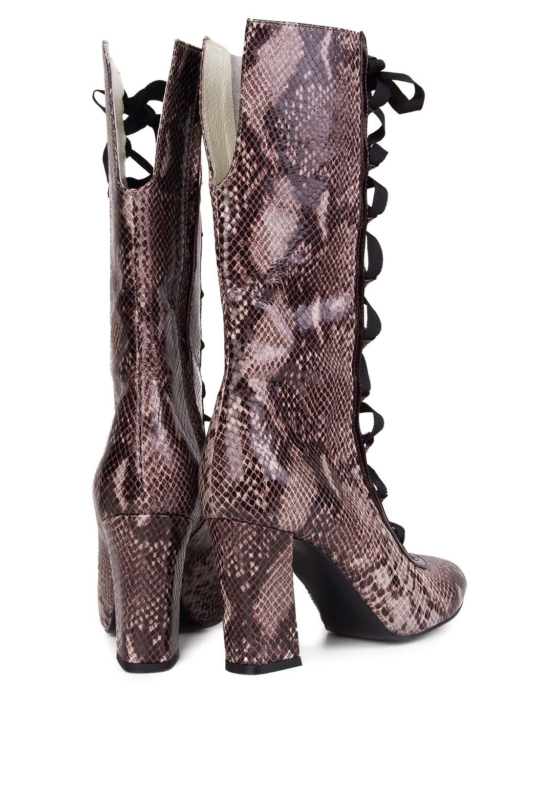 Lace-up python-type leather boots Ana Kaloni image 2