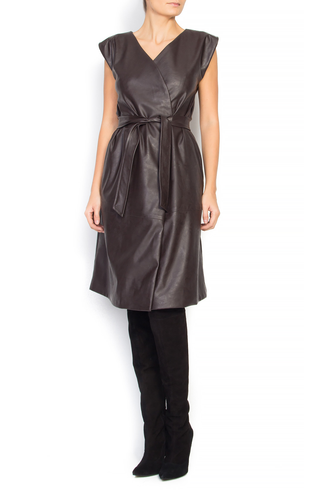 Faux Leather Wrap Dress Midi Dresses Made To Measure