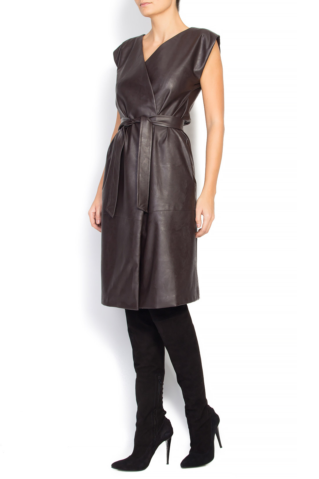Faux leather wrap dress Lure image 2