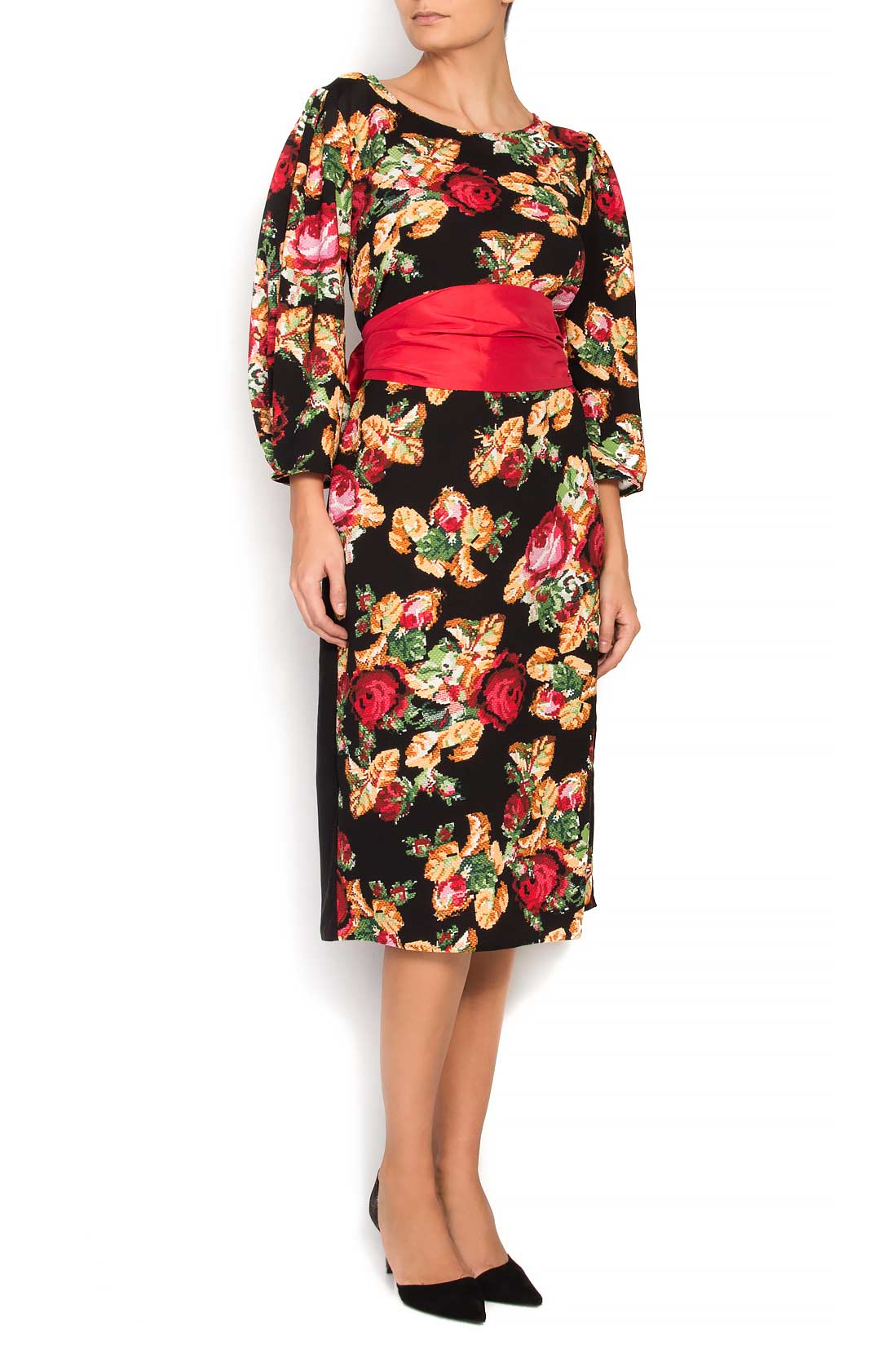Ethno floral-print wool-blend midi dress Mihaela Cirlugea  image 1