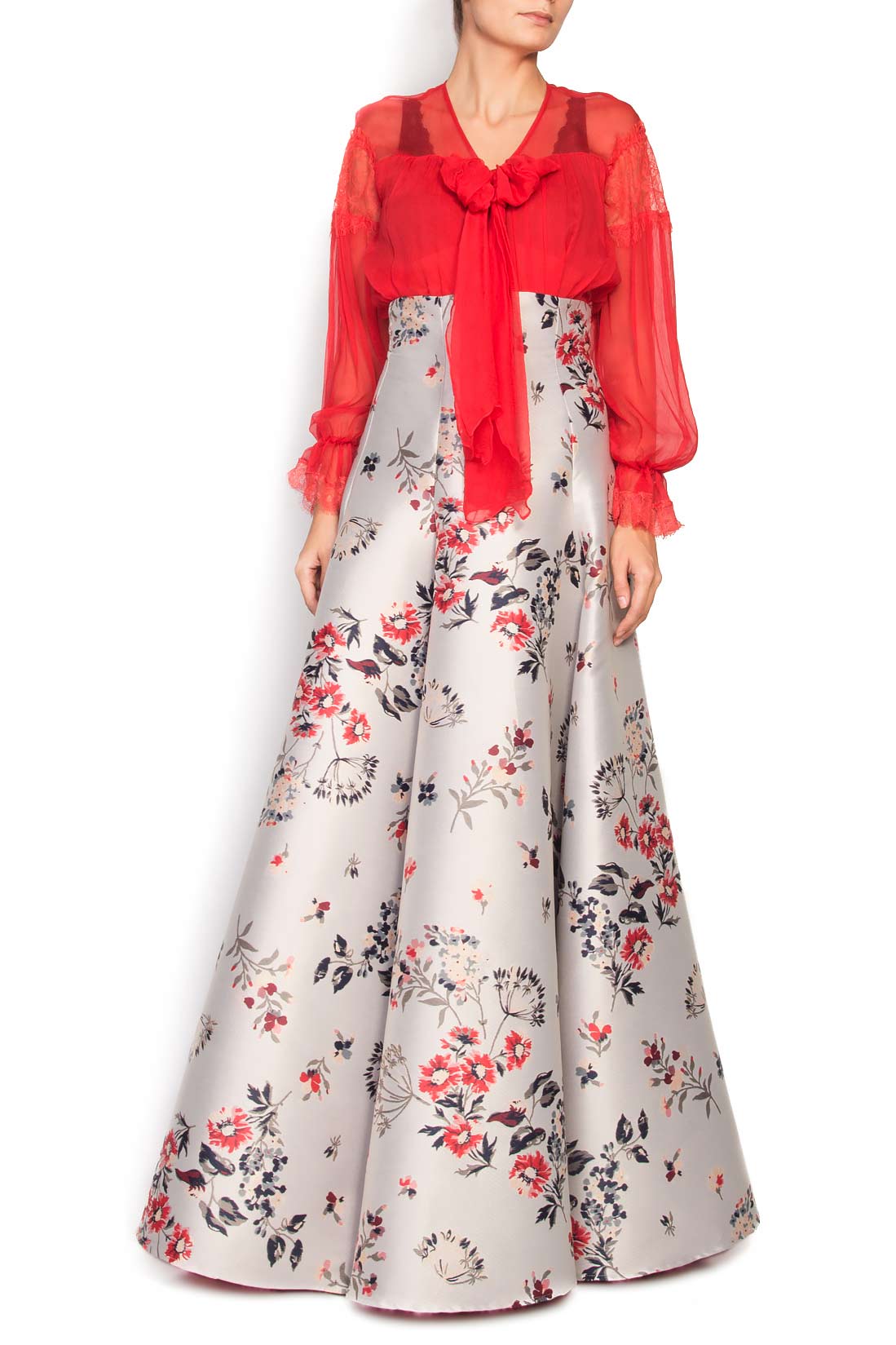 Floral-print jacquard maxi skirt Elena Perseil image 0