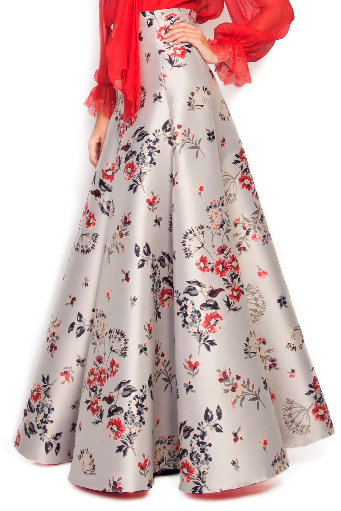 Floral-print jacquard maxi skirt Elena Perseil image 1