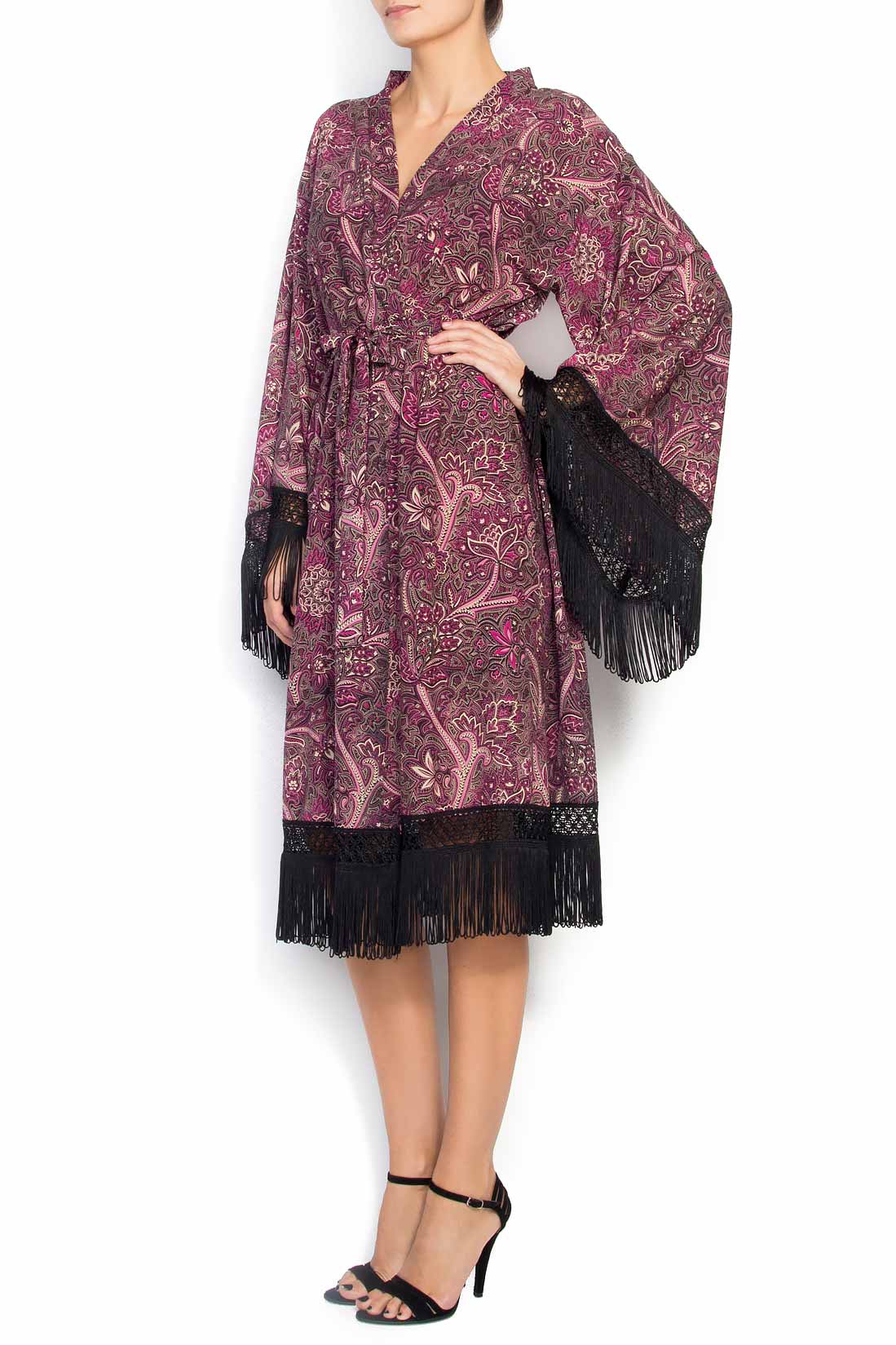 Fringed satin kimono dress Strike a Pose image 1