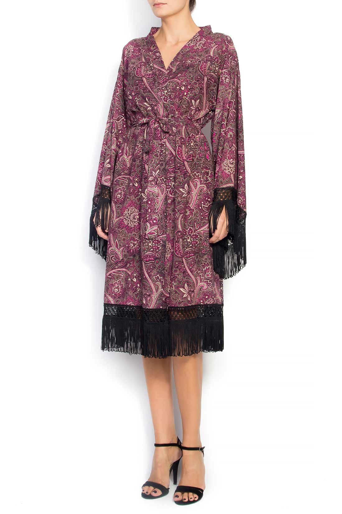 Fringed satin kimono dress Strike a Pose image 0