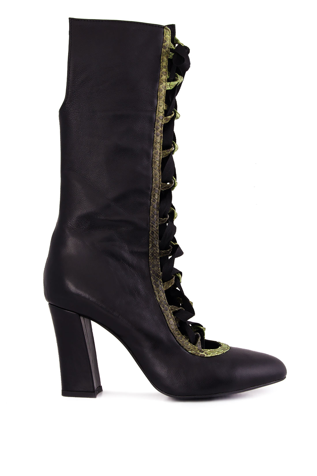 Lace-up python and leather boots Ana Kaloni image 0