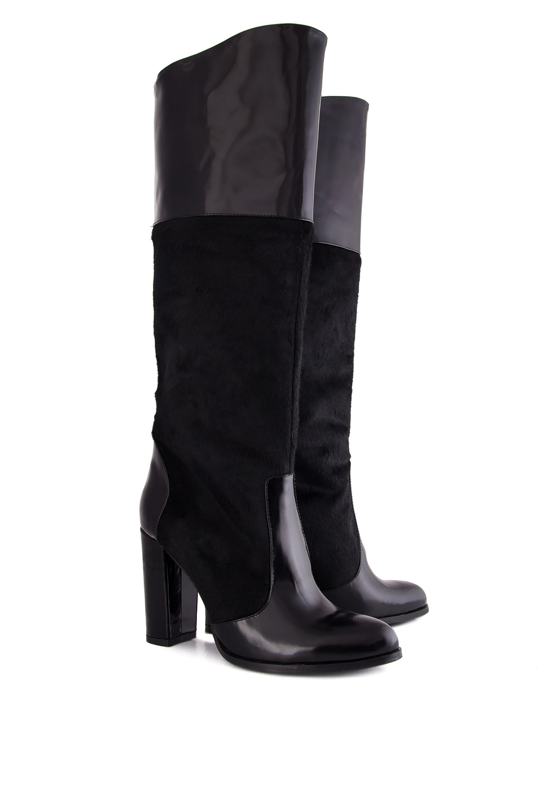 Calf hair and patent-leather knee boots Ana Kaloni image 1