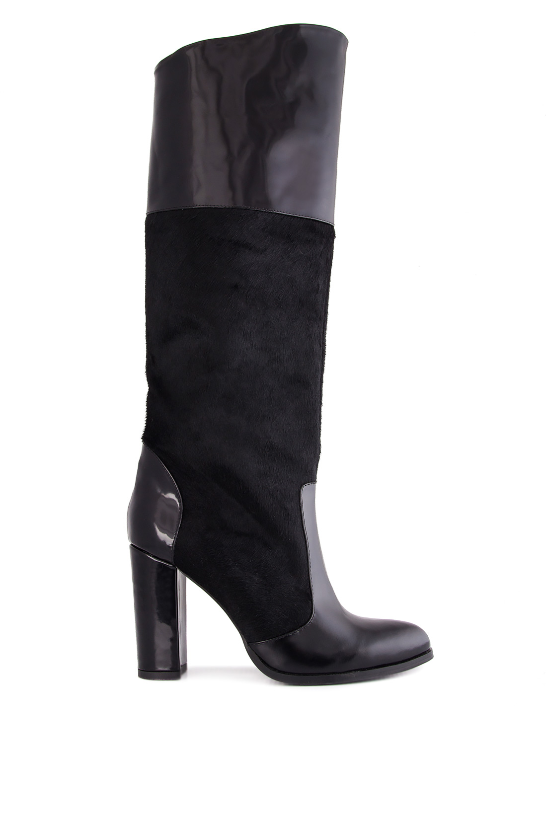 Calf hair and patent-leather knee boots Ana Kaloni image 0