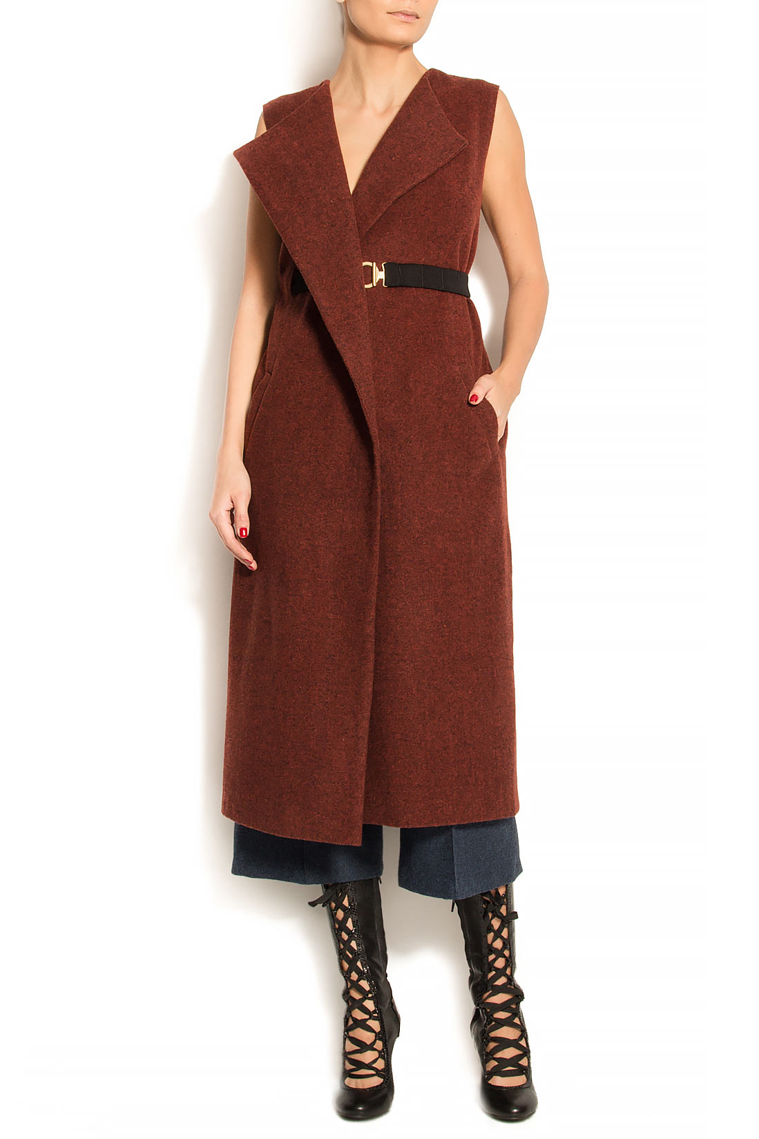 Vesta tip rochie din lana in doua culori ATU Body Couture imagine 0