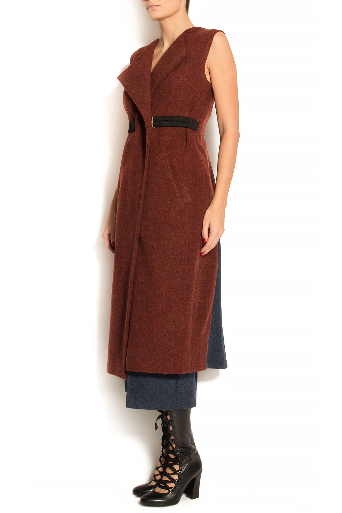 Vesta tip rochie din lana in doua culori ATU Body Couture imagine 1