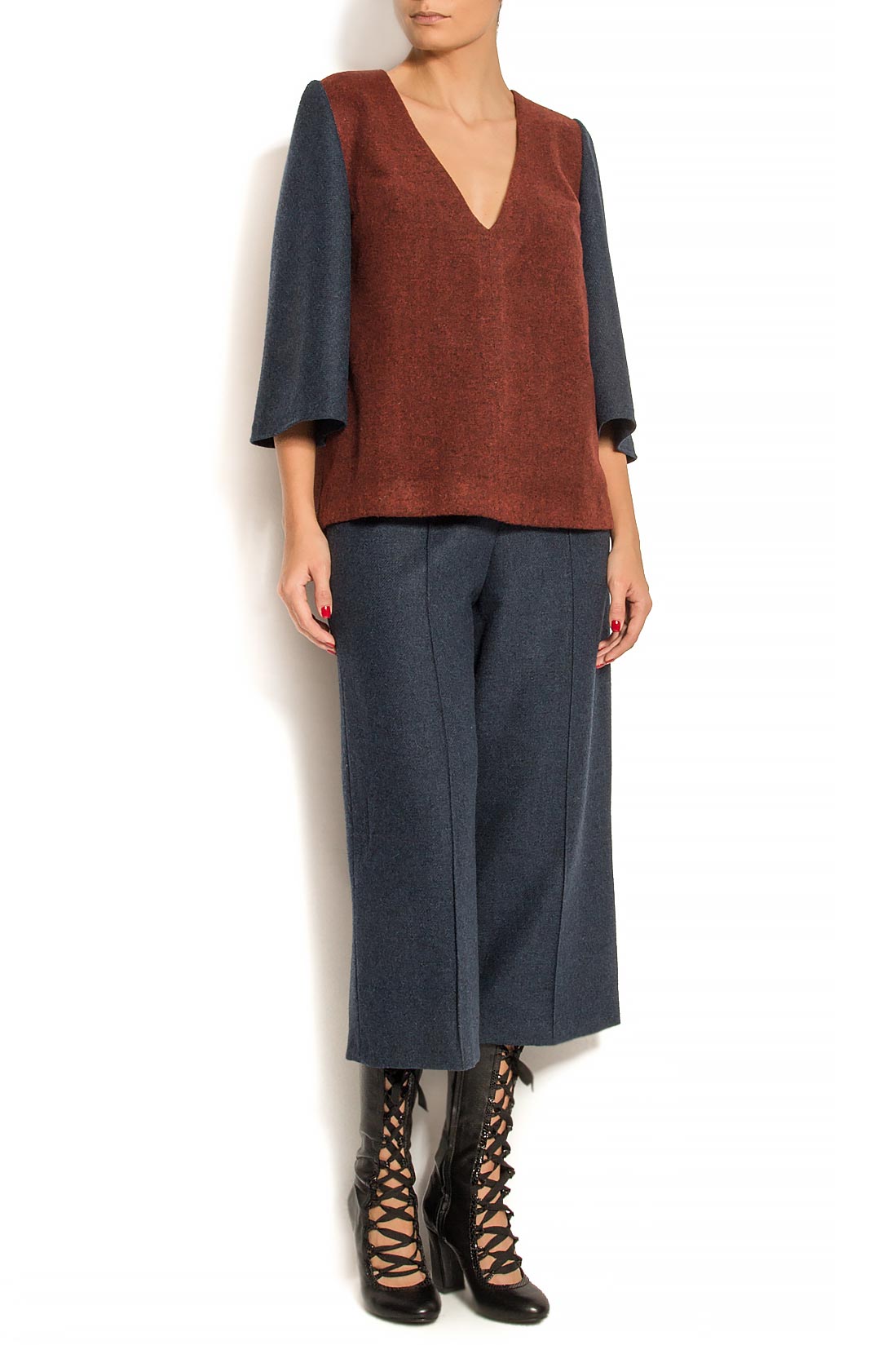 Bluza bicolora din lana ATU Body Couture imagine 0