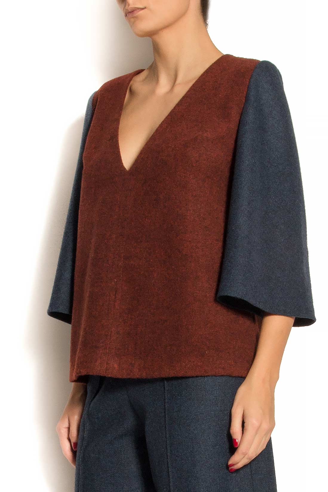 Bluza bicolora din lana ATU Body Couture imagine 1