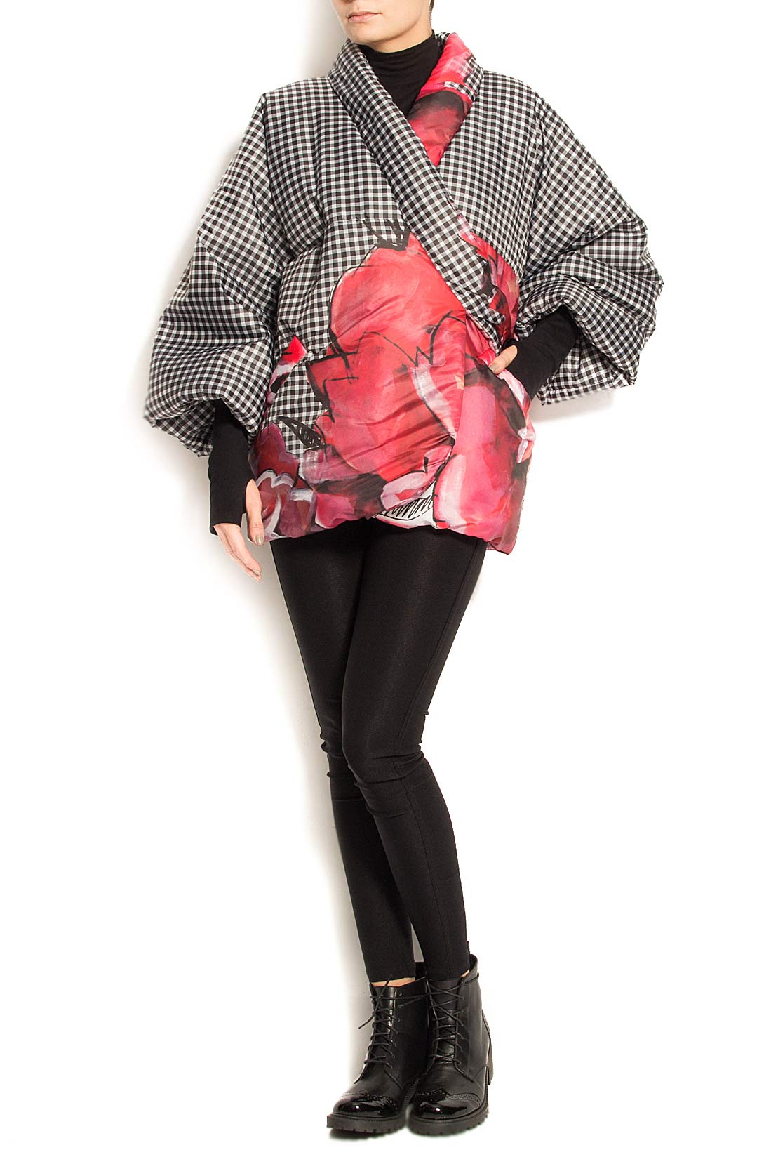 Jacheta tip chimono cu imprimeu floral Edita Lupea imagine 0