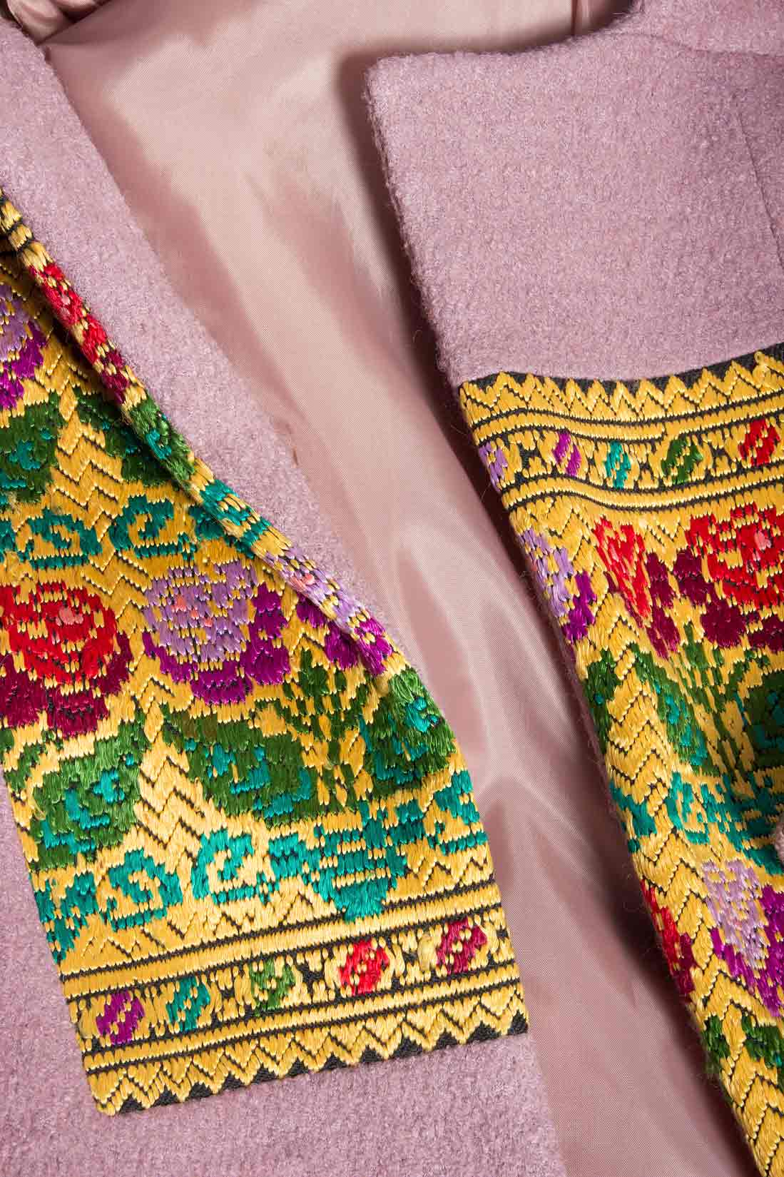 Palton din lana cu insertii din fota traditionala Izabela Mandoiu imagine 3