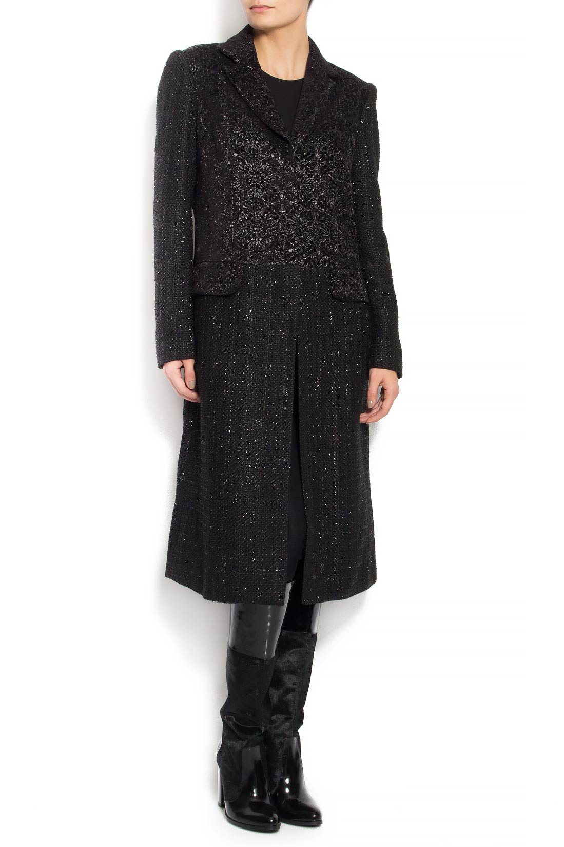 Palton negru din amestec de lana Carmen Ormenisan imagine 0
