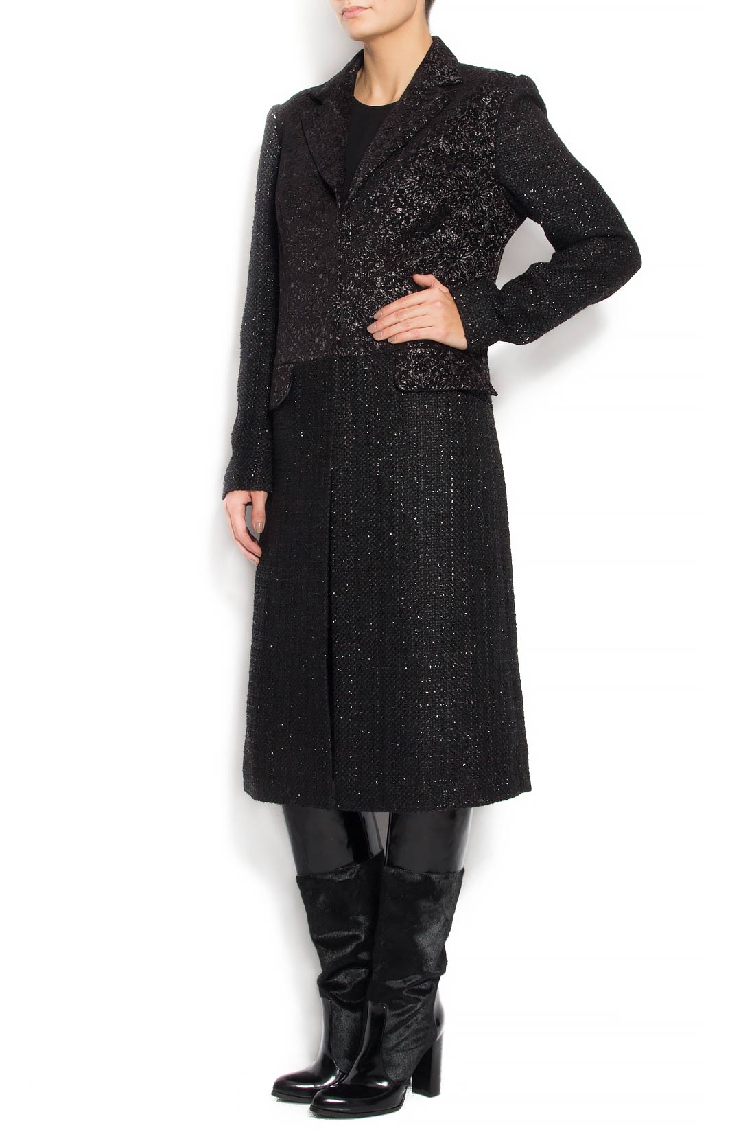 Palton negru din amestec de lana Carmen Ormenisan imagine 1