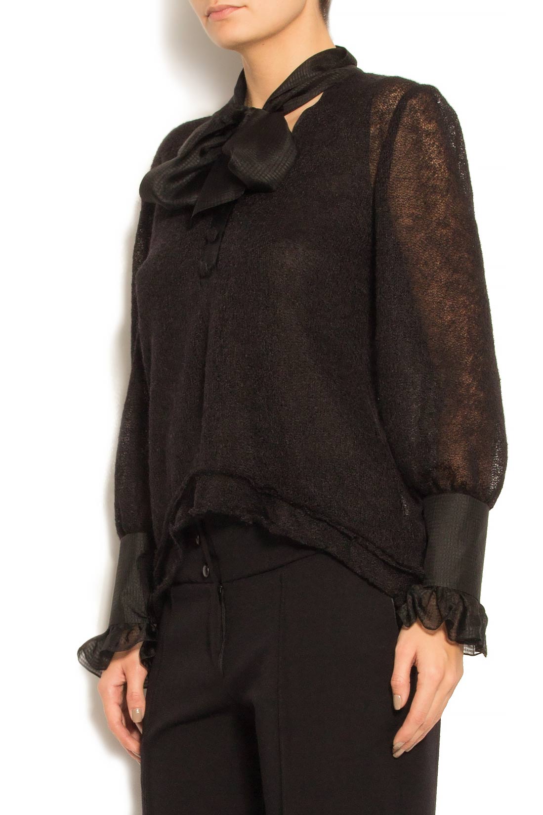 Silk-trimmed cashmere-blend sweater Elena Perseil image 1