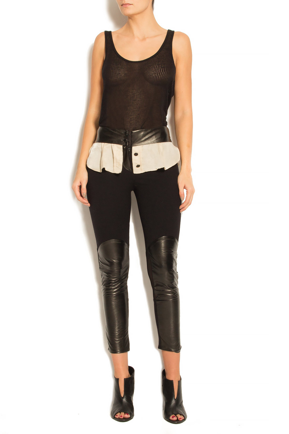 Skinny leather and wool-twill pants Elena Perseil image 0