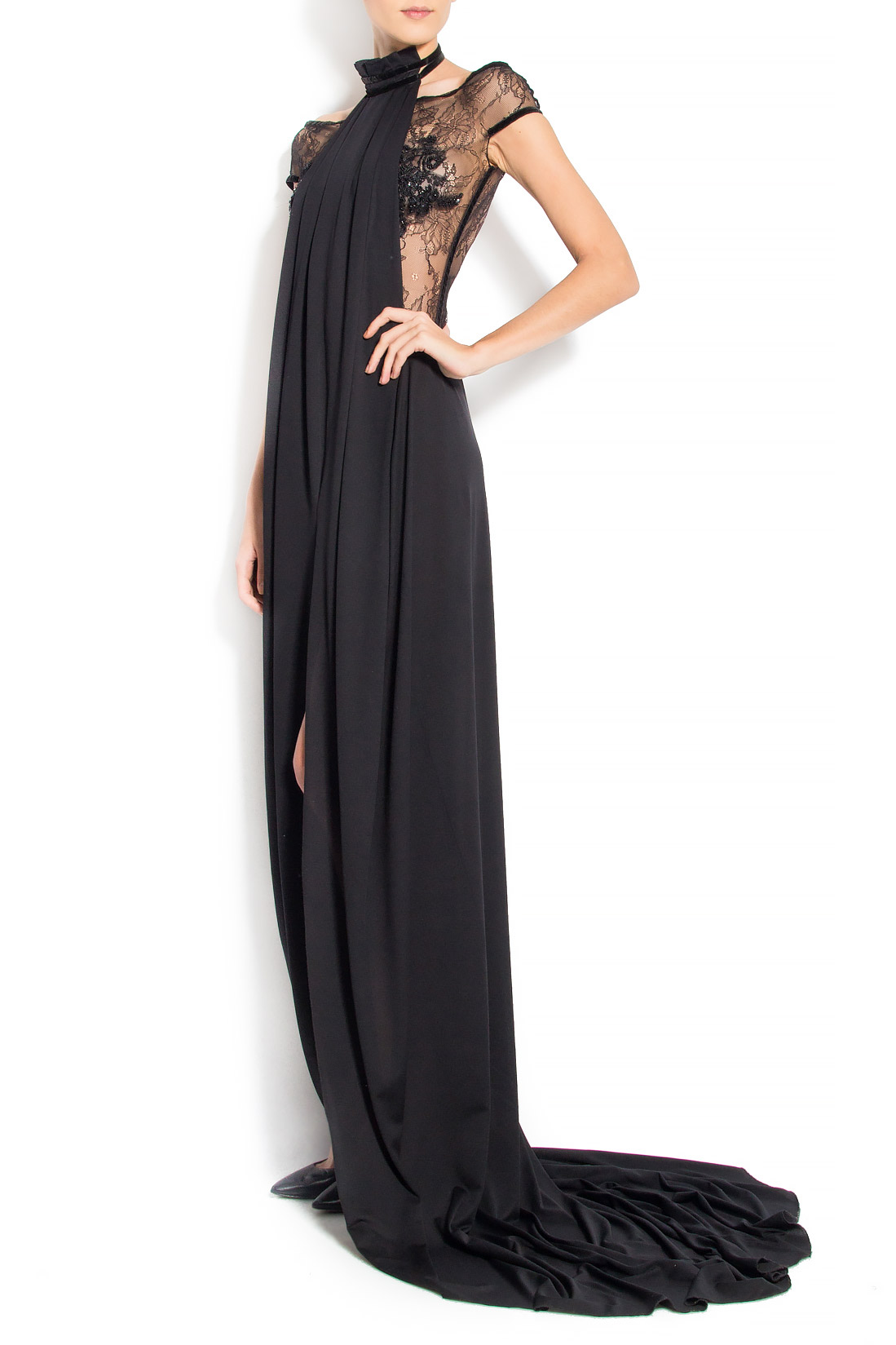 Robe longue asymétrique en voile R'Ias Couture image 2