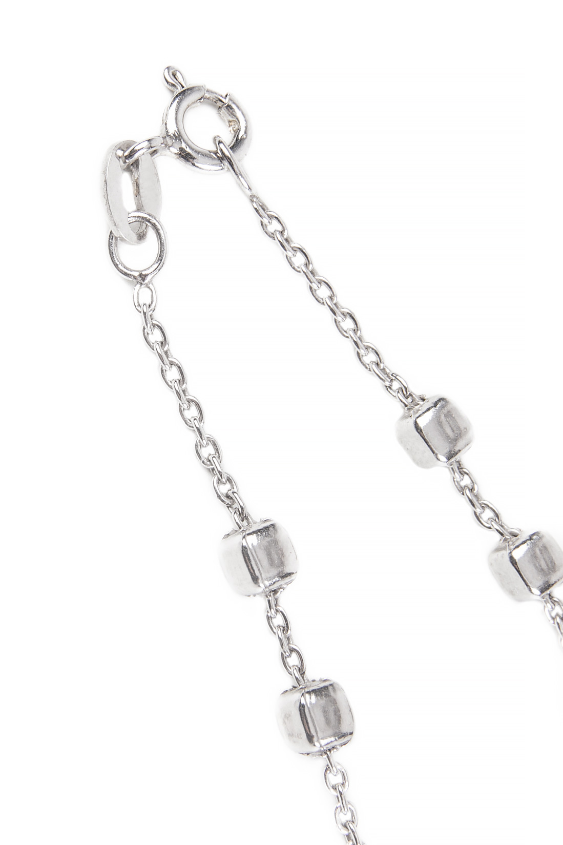 'Rubik Long' Rhodium-plated sterling silver chain Obsidian image 2