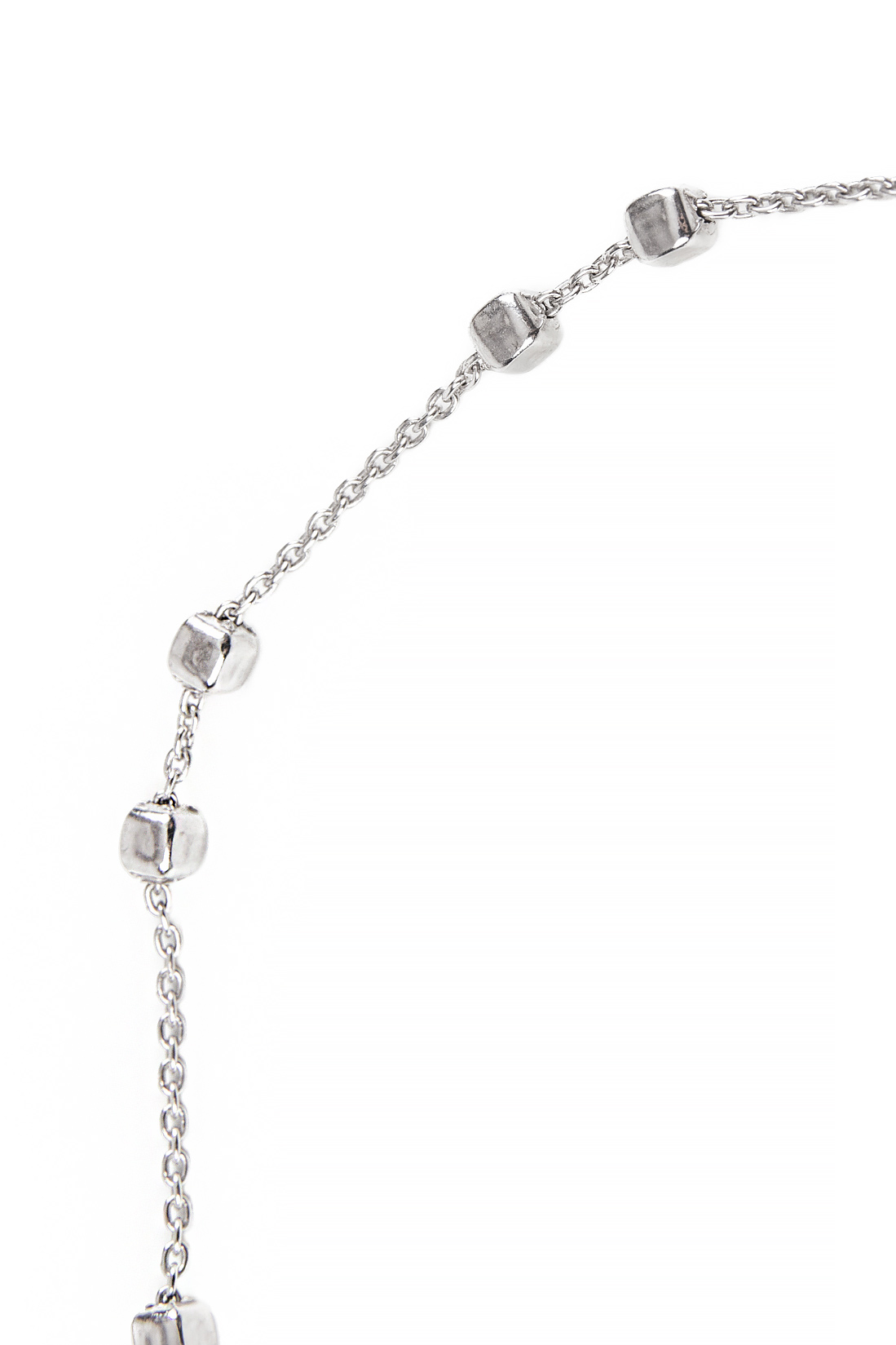 'Rubik Long' Rhodium-plated sterling silver chain Obsidian image 1