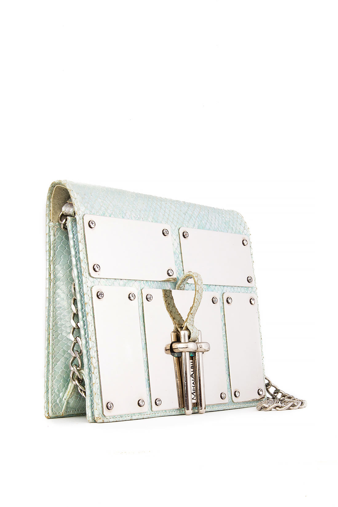 Textured-leather clutch embossed with metallic mirrors Mihai Albu image 1