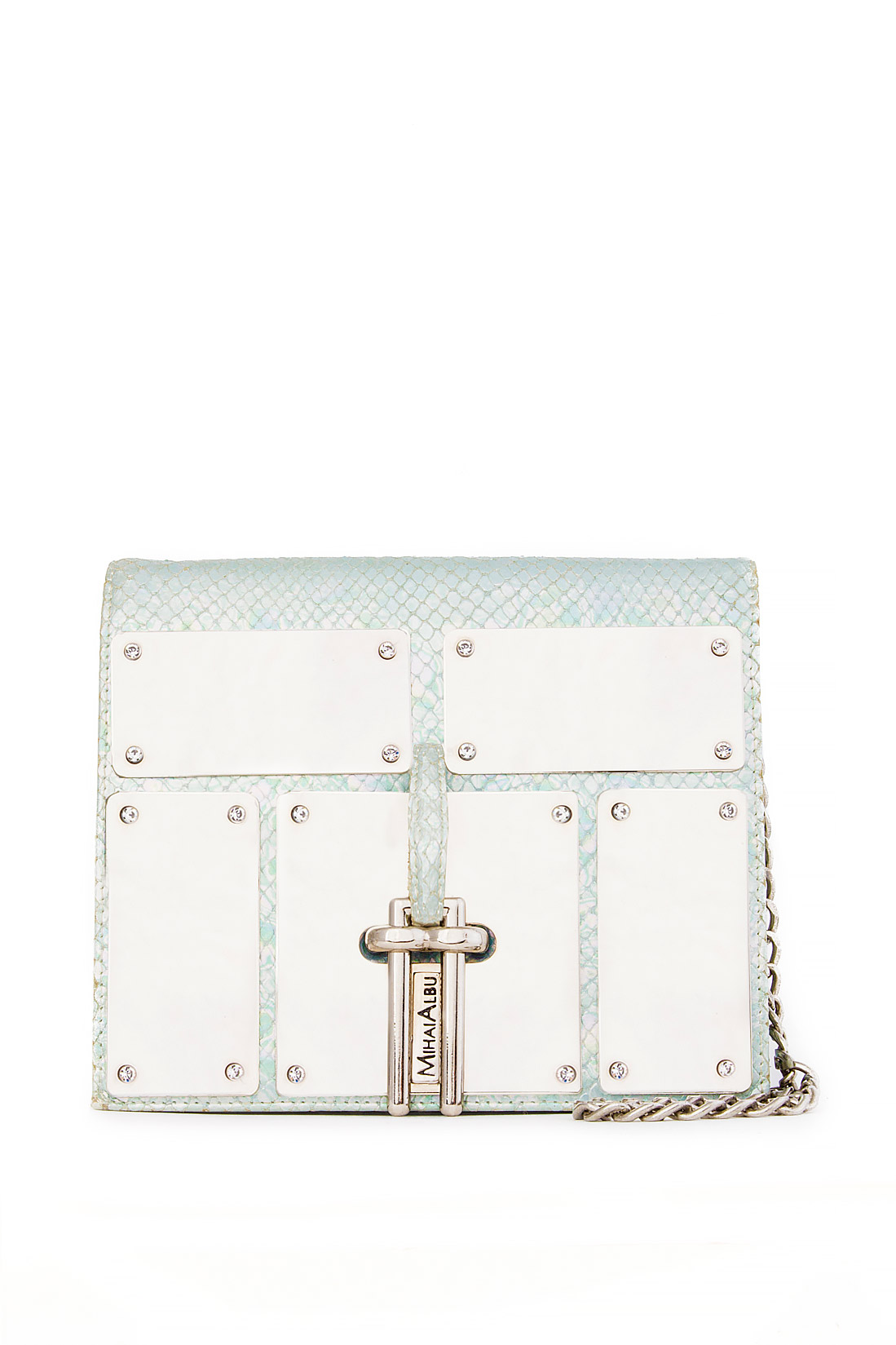 Textured-leather clutch embossed with metallic mirrors Mihai Albu image 0