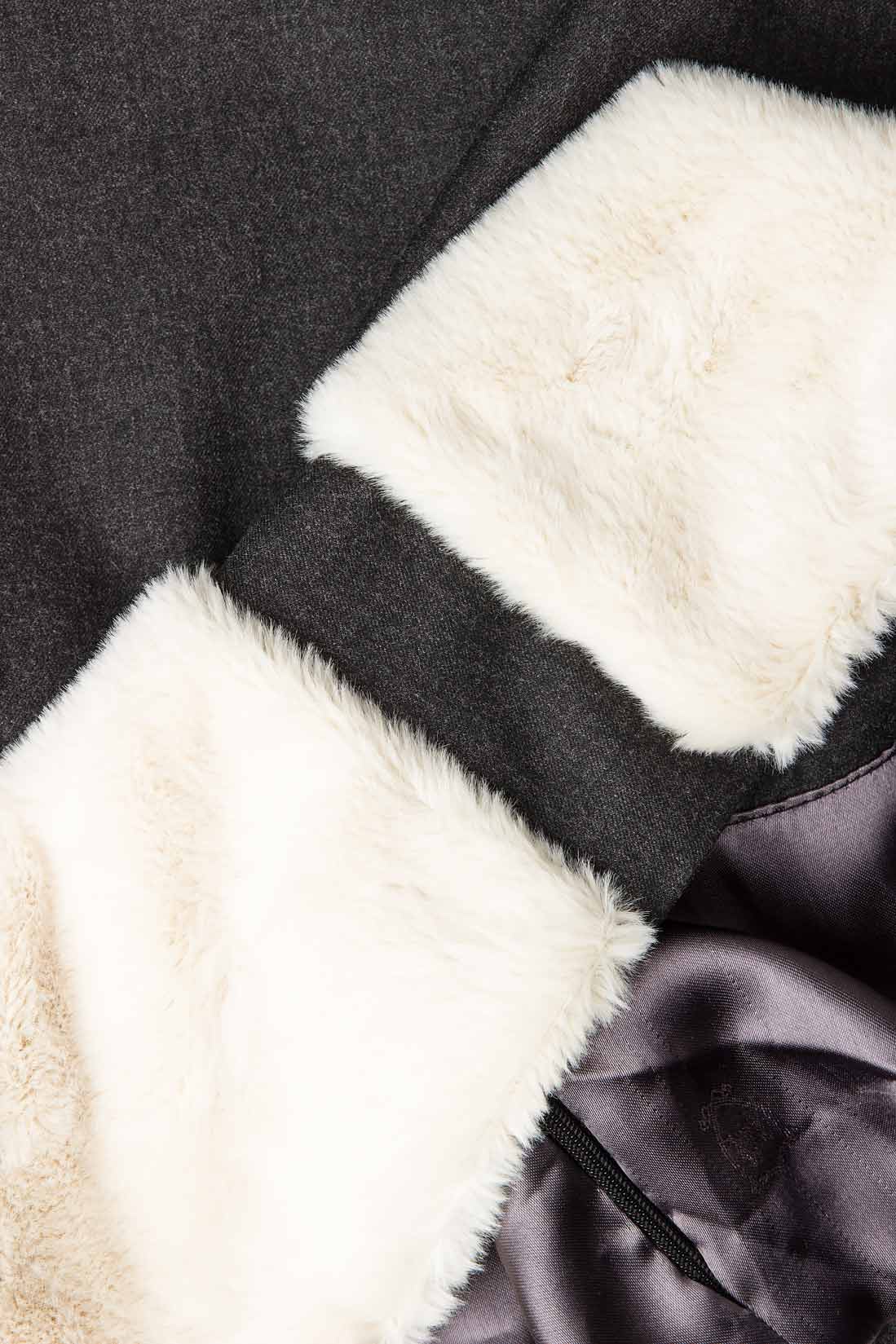 Bluza din stofa de lana cu buzunare din blana Rue des Trucs imagine 3