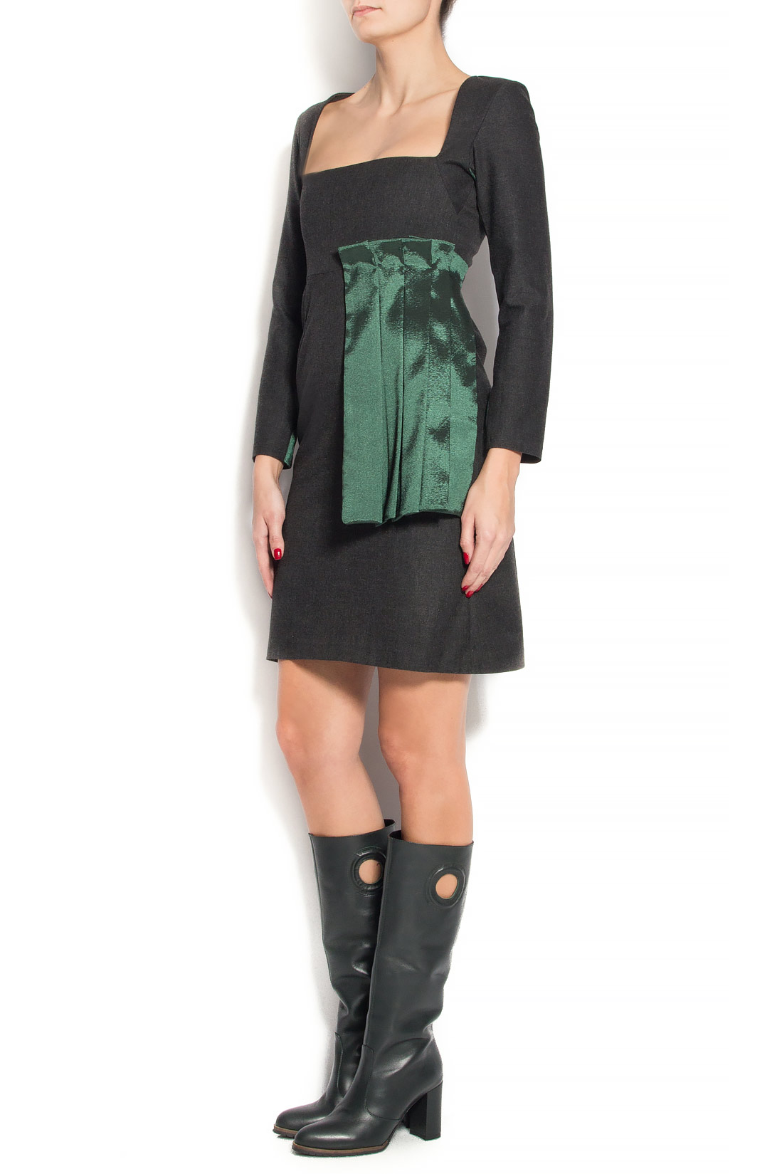 Wool mini dress with taffeta applied pleats  Rue des Trucs image 1