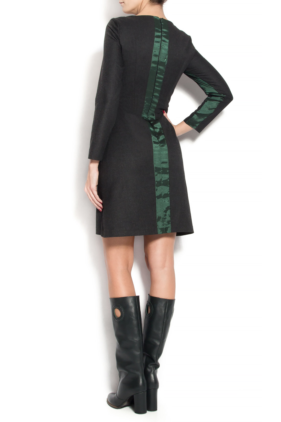 Wool mini dress with taffeta applied pleats  Rue des Trucs image 2